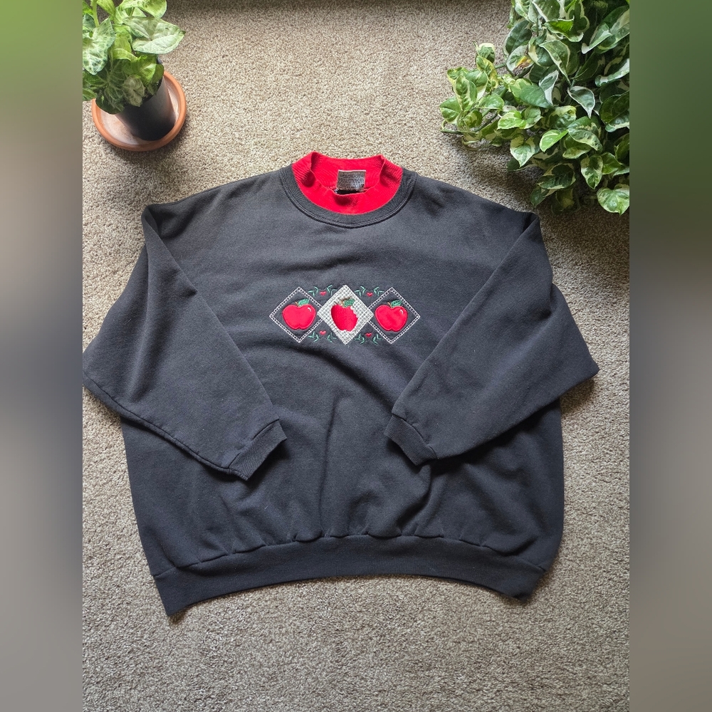 Black and Red Heart Pattern Sweater
